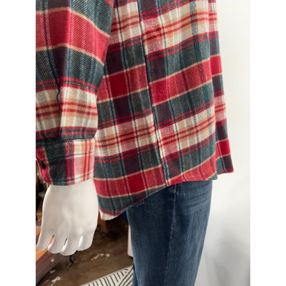 Vintage Red & Green Plaid Button-Up Shirt With Dual Chest Pockets Long Sleeves A - Picture 11 of 16